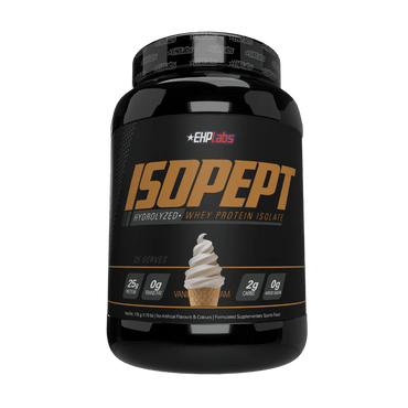 EHP Labs IsoPept hydrolysed whey protein isolate tub, vanilla ice cream flavour, 875g