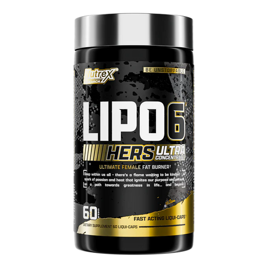 Supplement bottle labeled 'Lipo 6 Hers Ultra Concentrate' on a white background