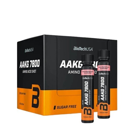 BiotechUSA AAKG 7800 amino acid shot packaging with two bottles on a white background