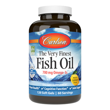 Carlson Fish Oil supplement bottle on a white background