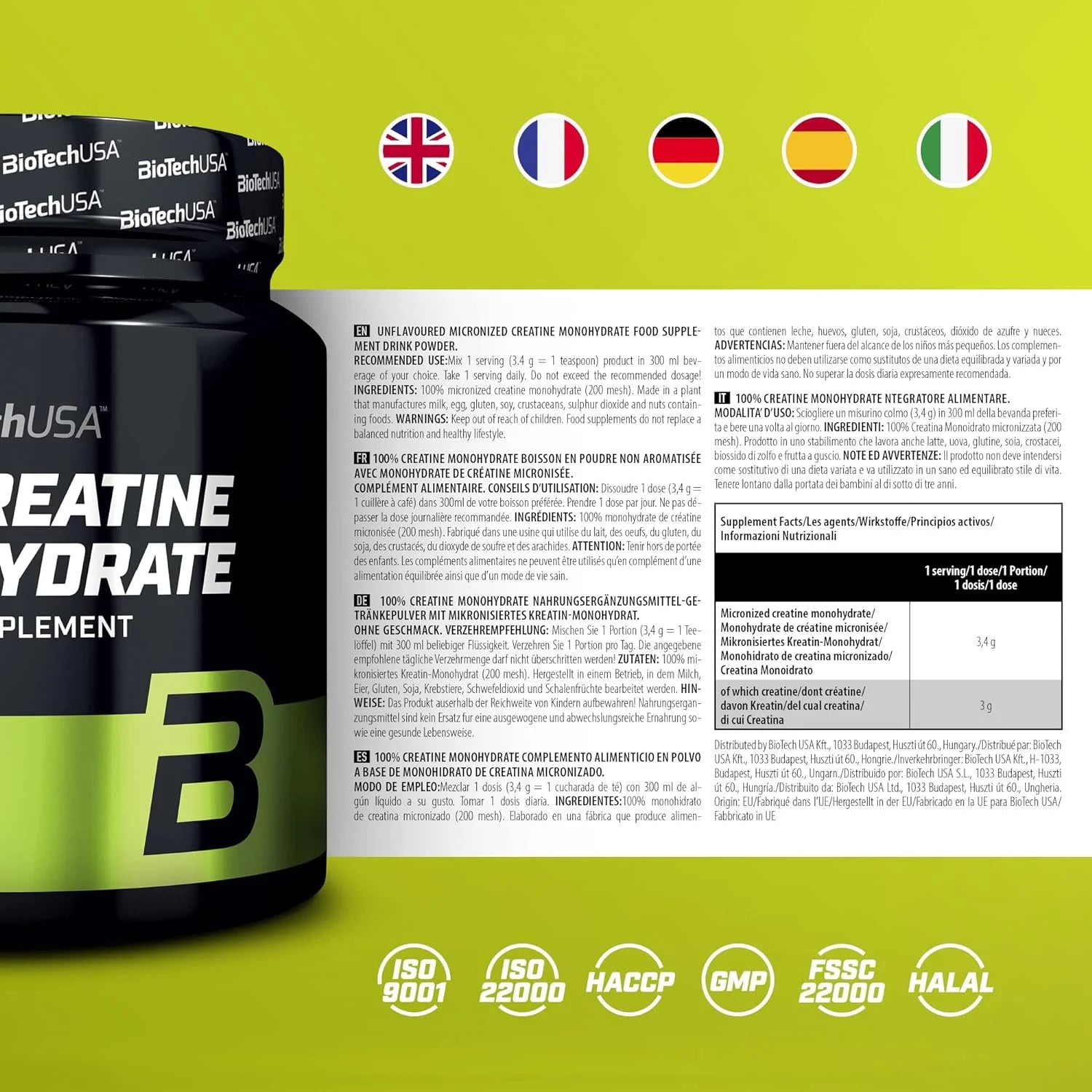 BioTechUSA 100% Creatine Monohydrate 300g image 1