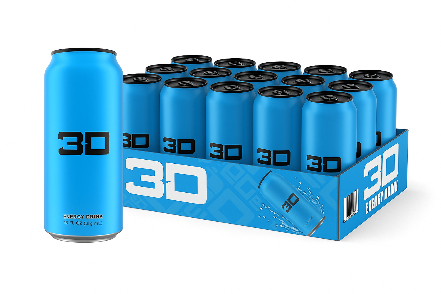 3D Energy Drink Cans - Blue