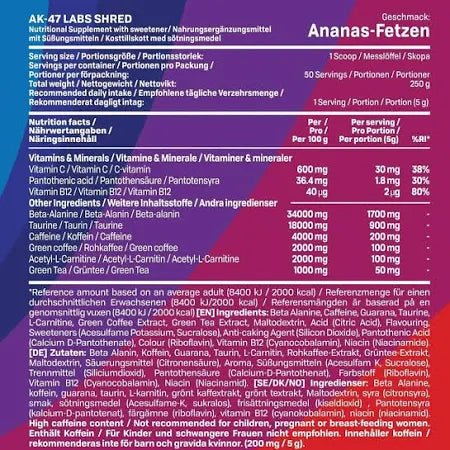 AK-47 Labs Shred Fatburner 250g image 2