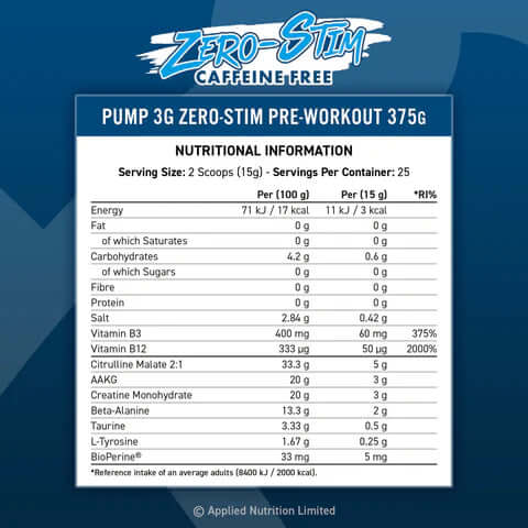 Applied Nutrition Pump 3G Zero 375g image 1