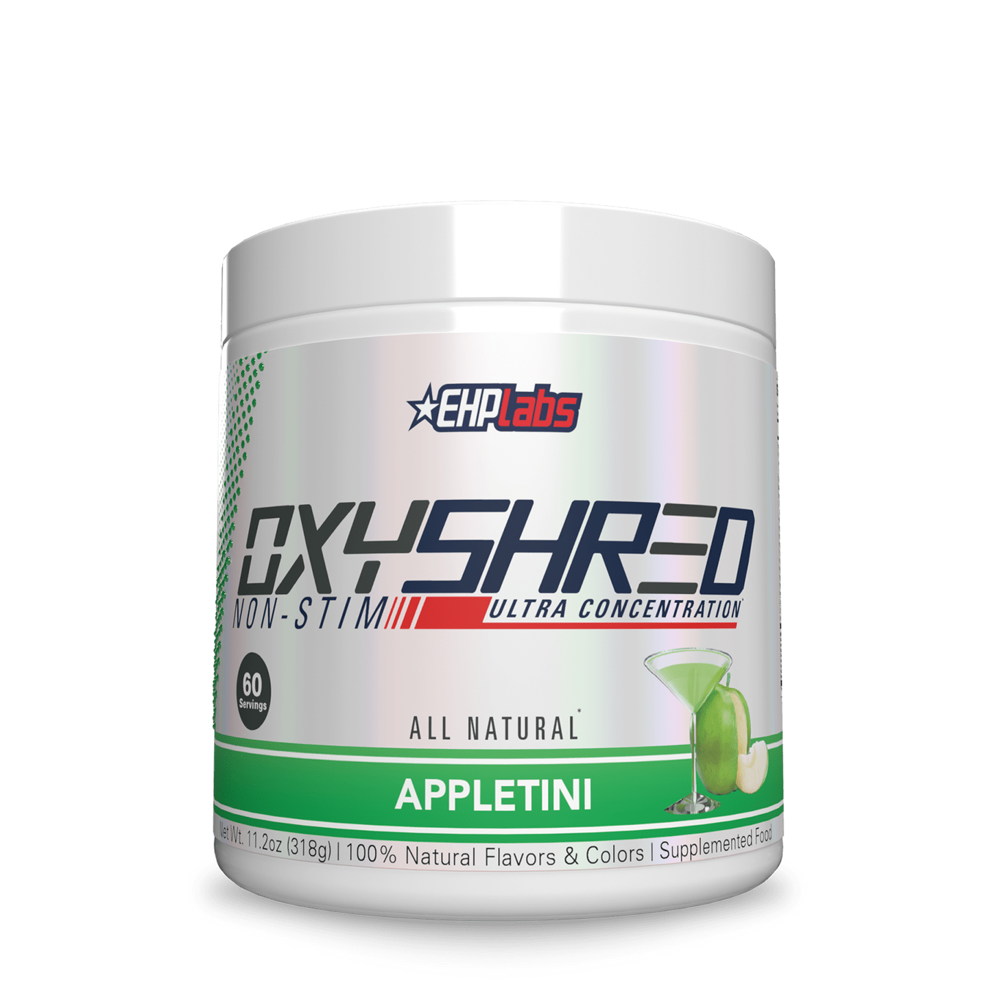OxyShred supplement container by EHP Labs on a white background