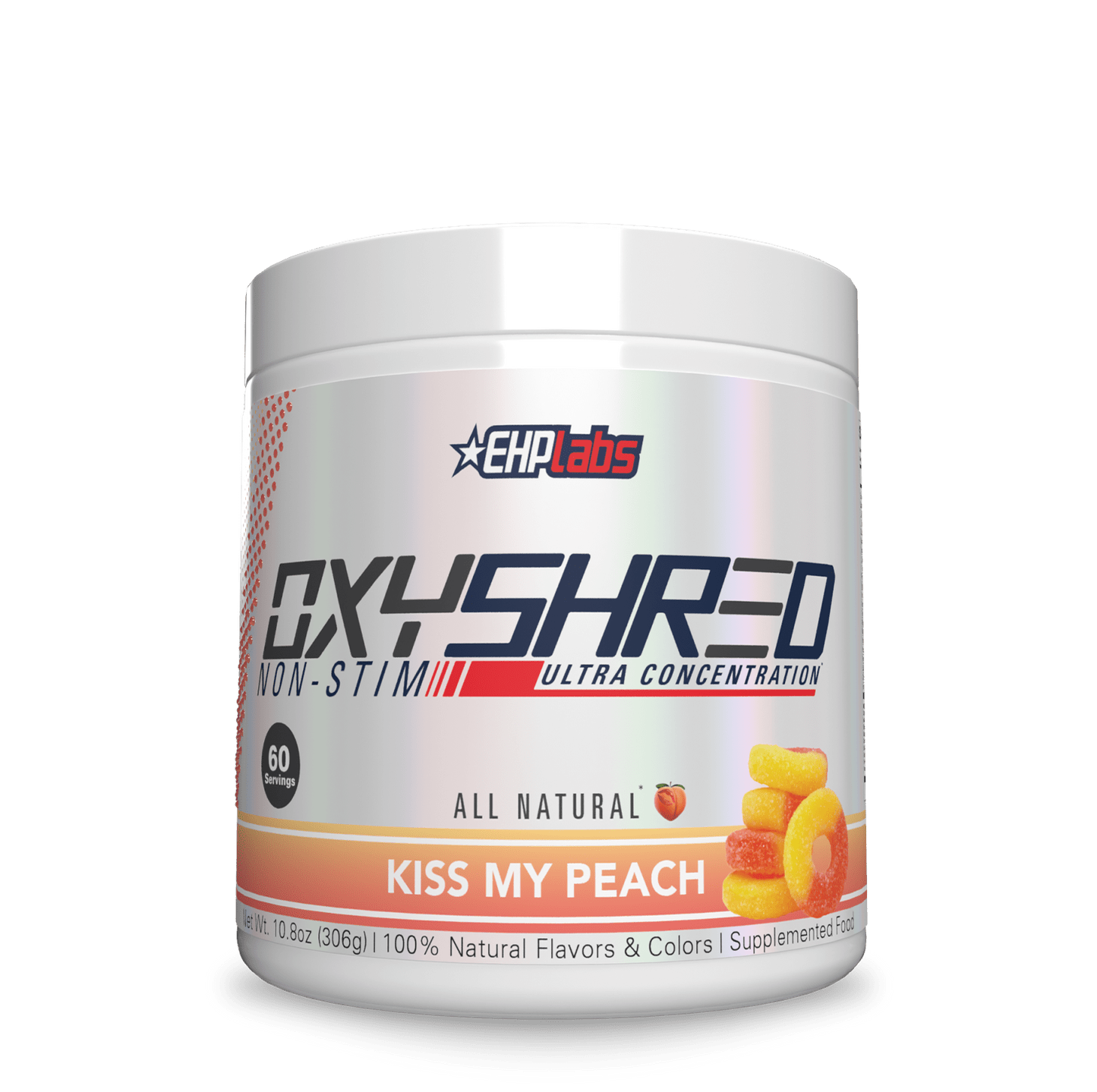 OxyShred supplement container by EHP Labs on a white background
