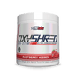 Supplement container labeled 'OXYSHRED' by EHP Labs with raspberry kisses flavor on a white background.