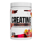 Creatine monohydrate supplement container with fruit punch flavor on a white background