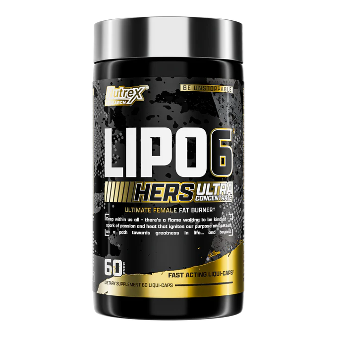 Supplement bottle labeled 'Lipo 6 Hers Ultra Concentrate' on a white background