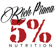 Logo of Rich Piana 5% Nutrition with red and black text on a white background