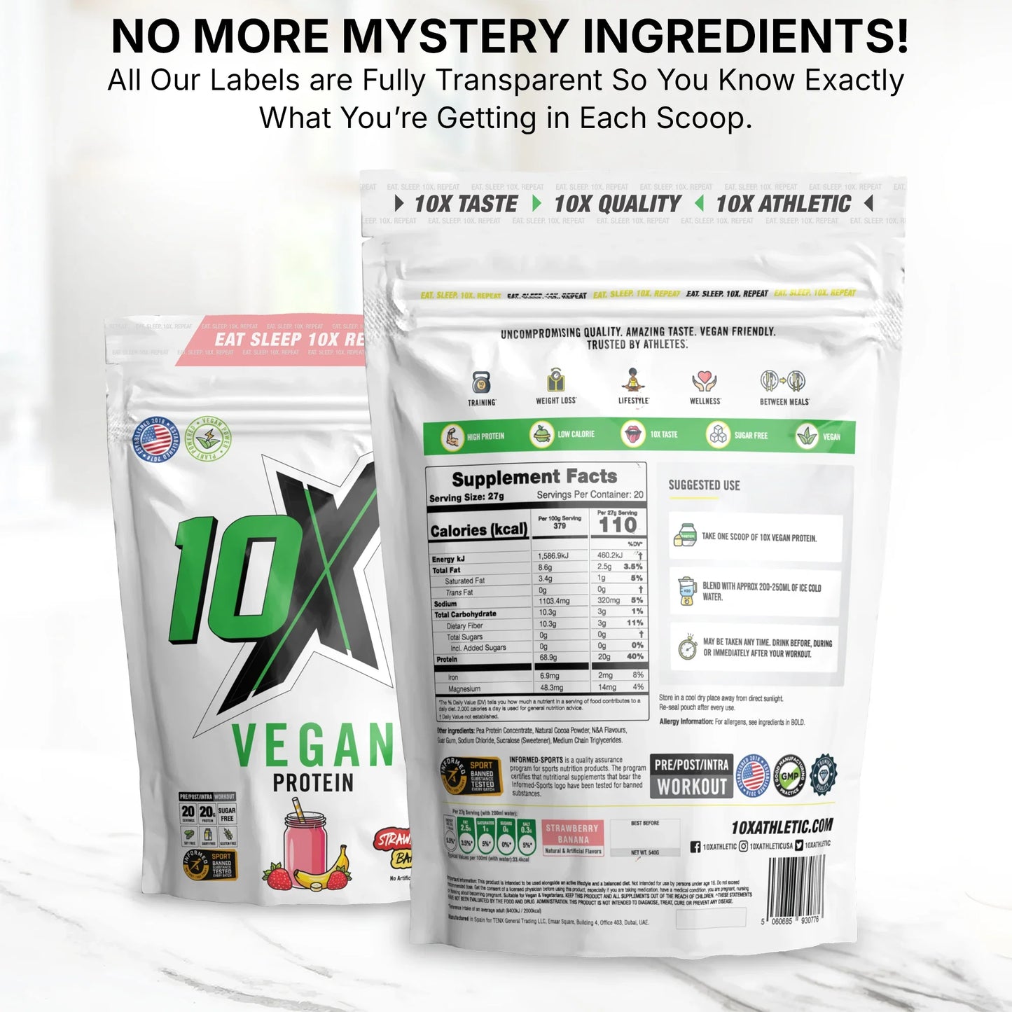 10X Athletic Vegan Protein 540g