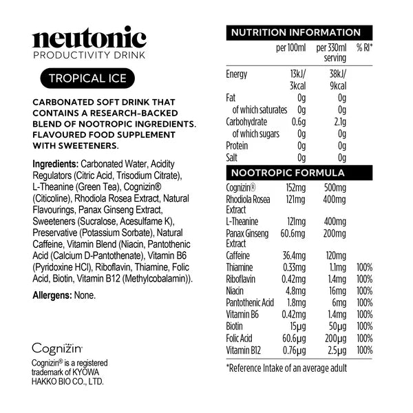 Neutonic Productivity Drink 12x330ml – Nootropic Energy & Focus Blend image 8