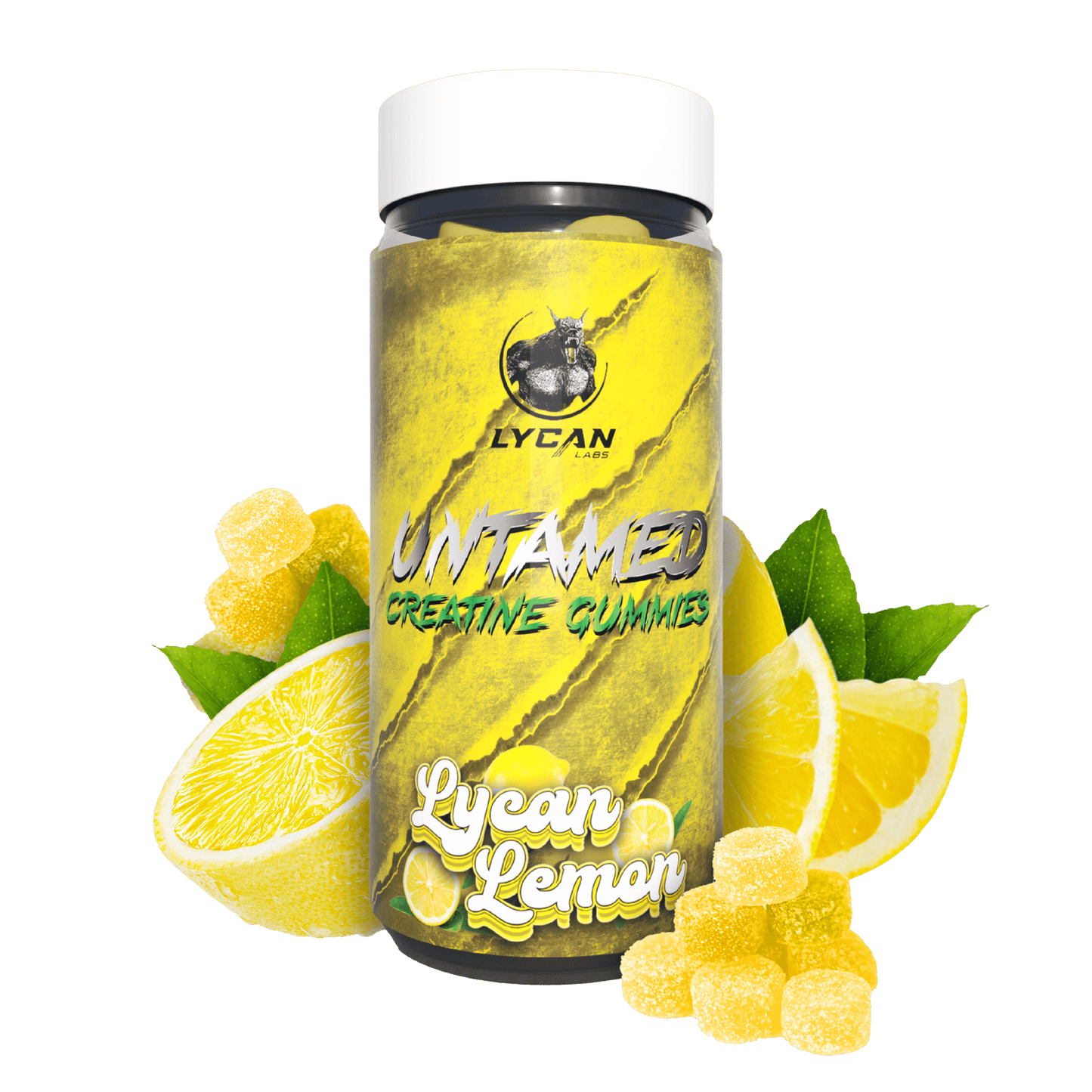 Lycan Labs Untamed Creatine Gummies – Lemon (300g, 90 Gummies) image 0