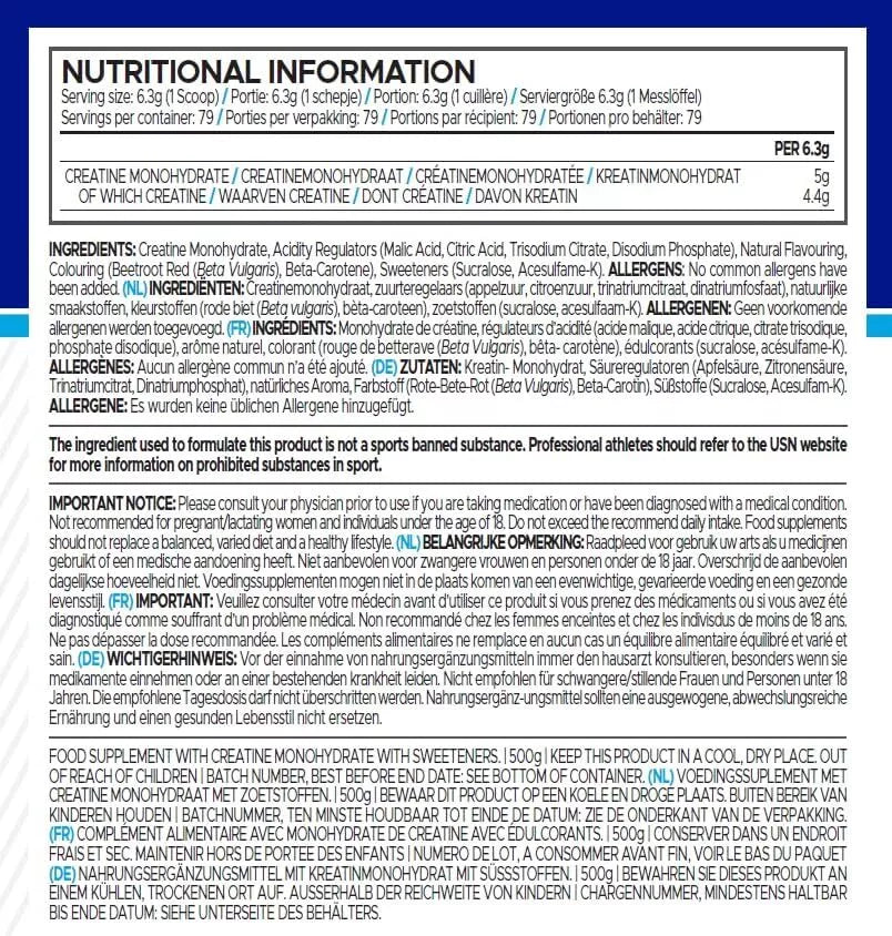 USN Micronized Creatine Monohydrate 230g image 2