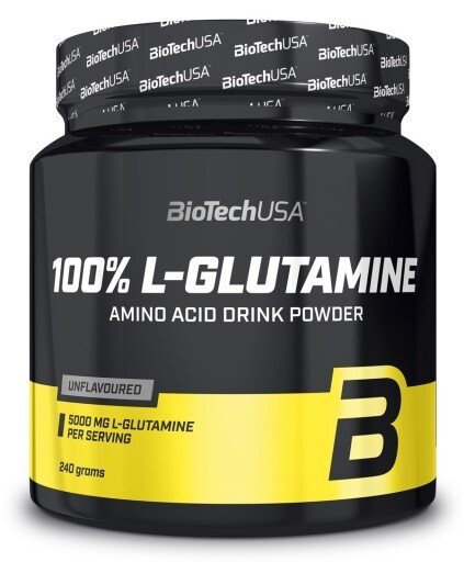 BiotechUSA 100% L-Glutamine supplement container on a white background