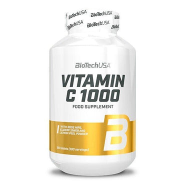 BiotechUSA Vitamin C 1000 food supplement bottle on a white background