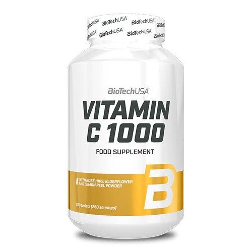 BiotechUSA Vitamin C 1000 food supplement bottle on a white background