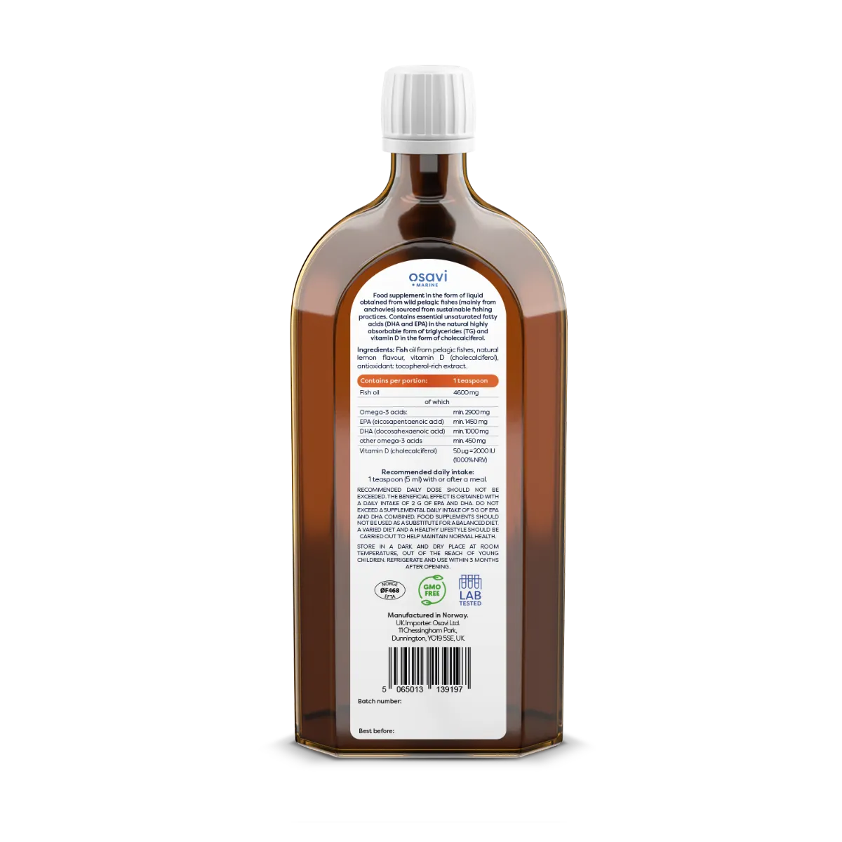 OSAVI Super Omega + D3, 2900mg Omega 3 (Lemon)