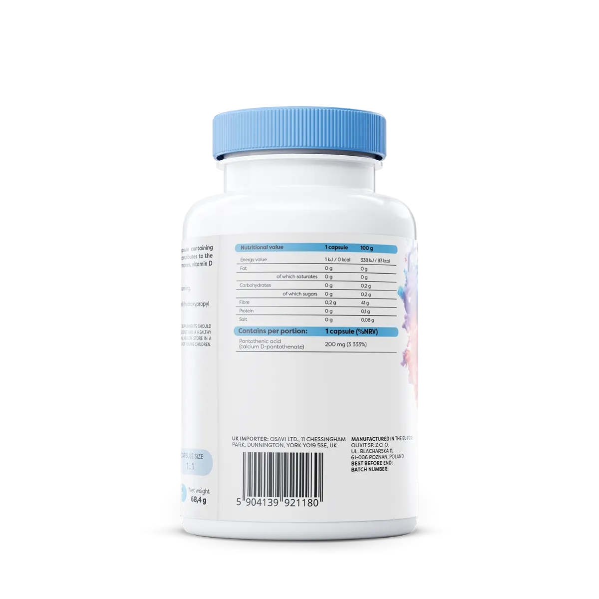 OSAVI Vitamin B5 Pantothenic Acid, 200mg