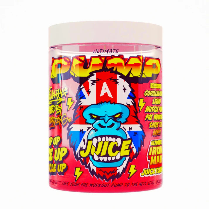 Supplement container with colorful design and text on a white background